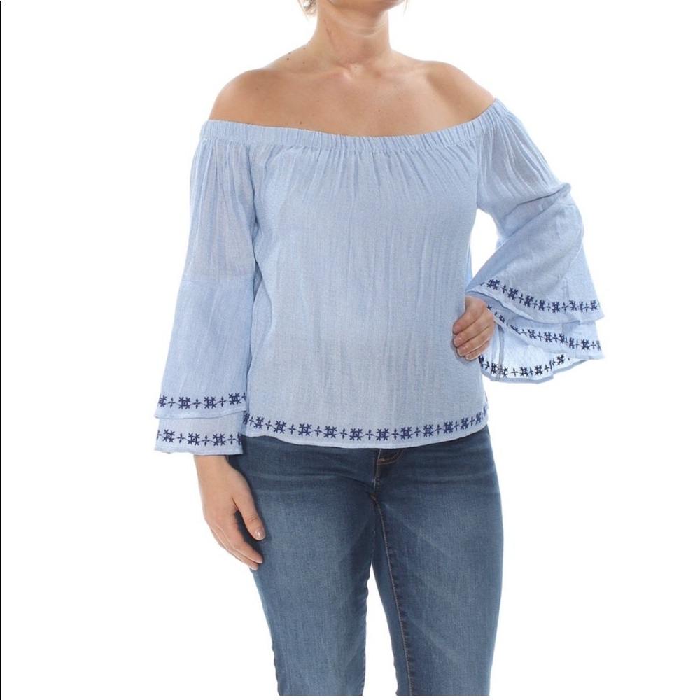 Lucky Brand 🍀 Off Shoulder Bell Sleeve Blouse